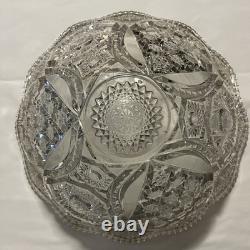 14 American Brilliant Period Cut Glass Punch Bowl