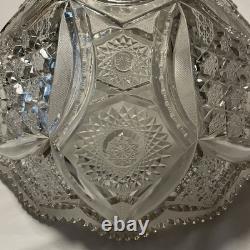 14 American Brilliant Period Cut Glass Punch Bowl