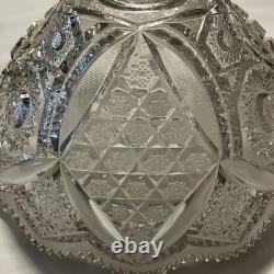 14 American Brilliant Period Cut Glass Punch Bowl