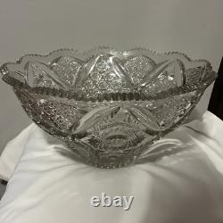 14 American Brilliant Period Cut Glass Punch Bowl