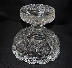 14 American Brilliant Period (abp) Cut Glass Punch Bowl & Rare Compote Stand