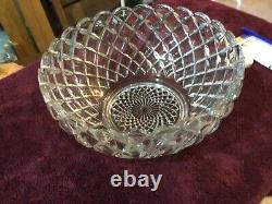 14 Clear Glass Vintage Punch Bowl With 20 Platter Very Heavy In Excellent Con