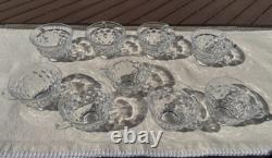 14 Fostoria American Punch Serving Bowl, 7 High Vase Base Stand and 9 Cups