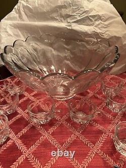 14 Heisey Glass Marked Bowl in The Colonial Pattern Punch Cups Sold Separately