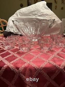 14 Heisey Glass Marked Bowl in The Colonial Pattern Punch Cups Sold Separately