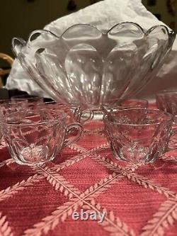 14 Heisey Glass Marked Bowl in The Colonial Pattern Punch Cups Sold Separately