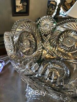 14 Large American Brilliant Period ABP Punch Bowl on Stand