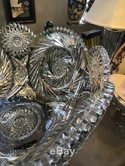 14 Large American Brilliant Period ABP Punch Bowl on Stand