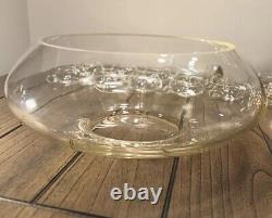 14 PC Hand Blown Crystal Moderno Riekes Crisa Punch Bowl Set withLadle Vintage