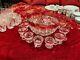 14 PC INDIANA COLONY LEXINGTON RUBY RED GLASS AMERICAN PUNCH BOWL SET with LADLE