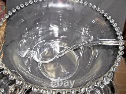 14 Pc Imperial Glass Ohio Candlewick Clear Punch Bowl Set #400