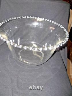 14 Pc Imperial Glass Ohio Candlewick Clear Punch Bowl Set #400