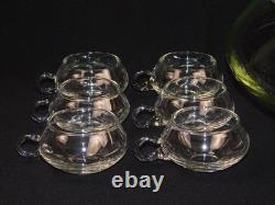 14 Pc Reikes Crisa Moderno MCM Clear Glass Punch Bowl Set Mid Century Modern