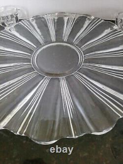 14 Pc Vintage Fostoria Sunray Punch Bowl, Under Tray and Cups Free shipping RARE