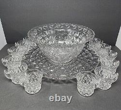 14 Piece Imperial Glass Ohio Mount Vernon Punch Bowl Set Base Plate 12 Cups