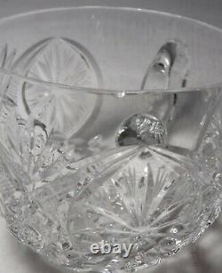 14-piece CUT GLASS Crystal PUNCH BOWL with 13 Punch Cups