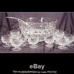 14Dia Indiana Glass Whitehall Punch Bowl & 12 Footed Punch Cups