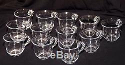 15 pc Imperial Glass Co. Candlewick Punch Bowl Underplate 12 Cups & Glass Ladle