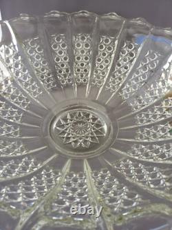 17 Piece Tiffin Glass Bristol Diamond Flared Scalloped Punch Bowl Set C. 1950's