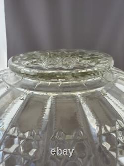17 Piece Tiffin Glass Bristol Diamond Flared Scalloped Punch Bowl Set C. 1950's