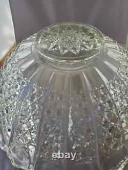 17 Piece Tiffin Glass Bristol Diamond Flared Scalloped Punch Bowl Set C. 1950's