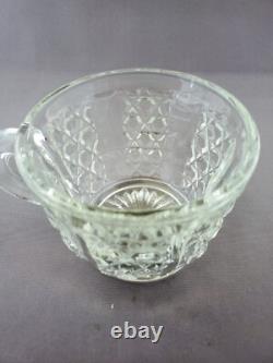 17 Piece Tiffin Glass Bristol Diamond Flared Scalloped Punch Bowl Set C. 1950's