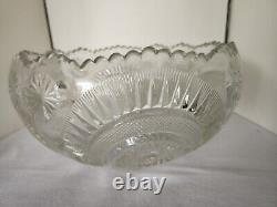 17 Piece Vintage LE Smith Sléwed Horseshoe Glass Pinwheel Punch Bowl
