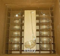 17pc. Riekes Crisa Moderno #7050 Handblown Glass Punch Bowl Set Vintage L2735