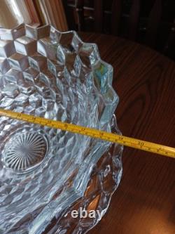 18 1/2 VTG Fostoria Cubist American Clear Punch Bowl With 20 Platter NO CHIPS