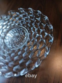 18 1/2 VTG Fostoria Cubist American Clear Punch Bowl With 20 Platter NO CHIPS