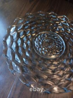 18 1/2 VTG Fostoria Cubist American Clear Punch Bowl With 20 Platter NO CHIPS