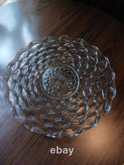 18 1/2 VTG Fostoria Cubist American Clear Punch Bowl With 20 Platter NO CHIPS