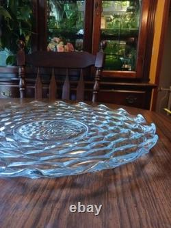 18 1/2 VTG Fostoria Cubist American Clear Punch Bowl With 20 Platter NO CHIPS