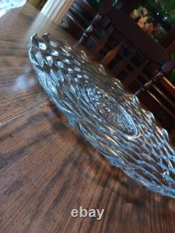 18 1/2 VTG Fostoria Cubist American Clear Punch Bowl With 20 Platter NO CHIPS