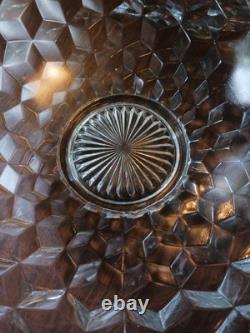 18 1/2 VTG Fostoria Cubist American Clear Punch Bowl With 20 Platter NO CHIPS
