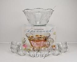 18 Piece Anchor Hocking Savannah Punch Bowl Set #86171 from 1997 (USA Made)
