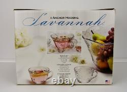 18 Piece Anchor Hocking Savannah Punch Bowl Set #86171 from 1997 (USA Made)
