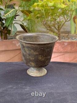 1800's Antique Old Hand Forged Brass Royal Footed Bowl Wine Glass Punch Bowl