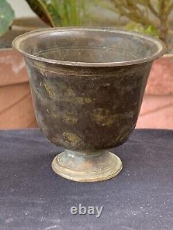 1800's Antique Old Hand Forged Brass Royal Footed Bowl Wine Glass Punch Bowl