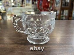 1800's EAPG Pattern Glass Kings Crown Footed Punch Bowl with 12 Cups Elegant