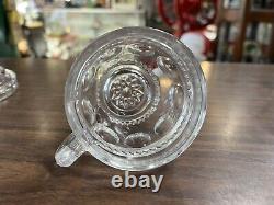 1800's EAPG Pattern Glass Kings Crown Footed Punch Bowl with 12 Cups Elegant