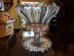 1850s Hand Blown Incredibly Gorgeous Huge Punch Bowl on Base