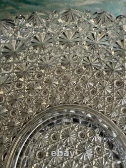 1890s American Brilliant Cut Hawkes Russian Cut Glass 13.5 Punch Bowl & Stand