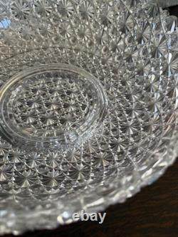 1890s American Brilliant Cut Hawkes Russian Cut Glass 13.5 Punch Bowl & Stand