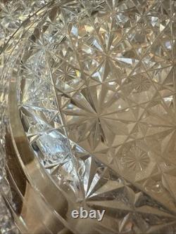 1890s American Brilliant Cut Hawkes Russian Cut Glass 13.5 Punch Bowl & Stand