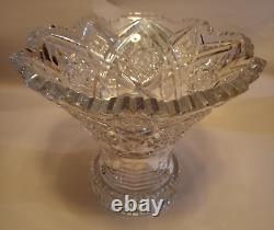 1890s Hawkes & Co. Brilliant Cut Holland Pattern Crystal Punch Bowl Pedestal