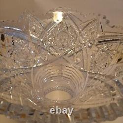 1890s Hawkes & Co. Brilliant Cut Holland Pattern Crystal Punch Bowl Pedestal