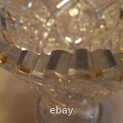 1890s Hawkes & Co. Brilliant Cut Holland Pattern Crystal Punch Bowl Pedestal