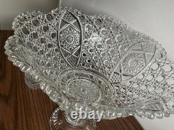 1894 EAPG Mckee Cut Glass Punch Bowl With Base & 12 Cups