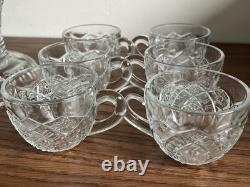 1894 EAPG Mckee Cut Glass Punch Bowl With Base & 12 Cups